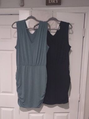 Nine West Sleeveless V-Neck Mini Dresses Set Of 2 in Teal and Black